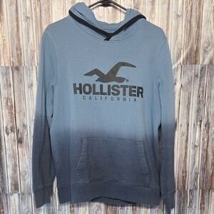 Hollister Men's Ombre Blue Hoodie Size M